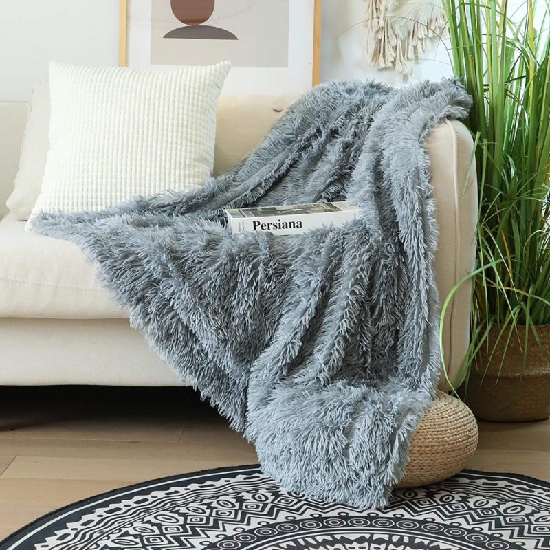 Bedding |  Decorative Extra Soft Faux Fur Throw Blanket 50" X 60",Solid Reversible Fuzzy Lightweight Long Hair Shaggy Blanket,Fluffy Cozy Plush Fleece Comfy Microfiber Fur Blanket For Couch Sofa Bed,Pure White Bedding Bedding