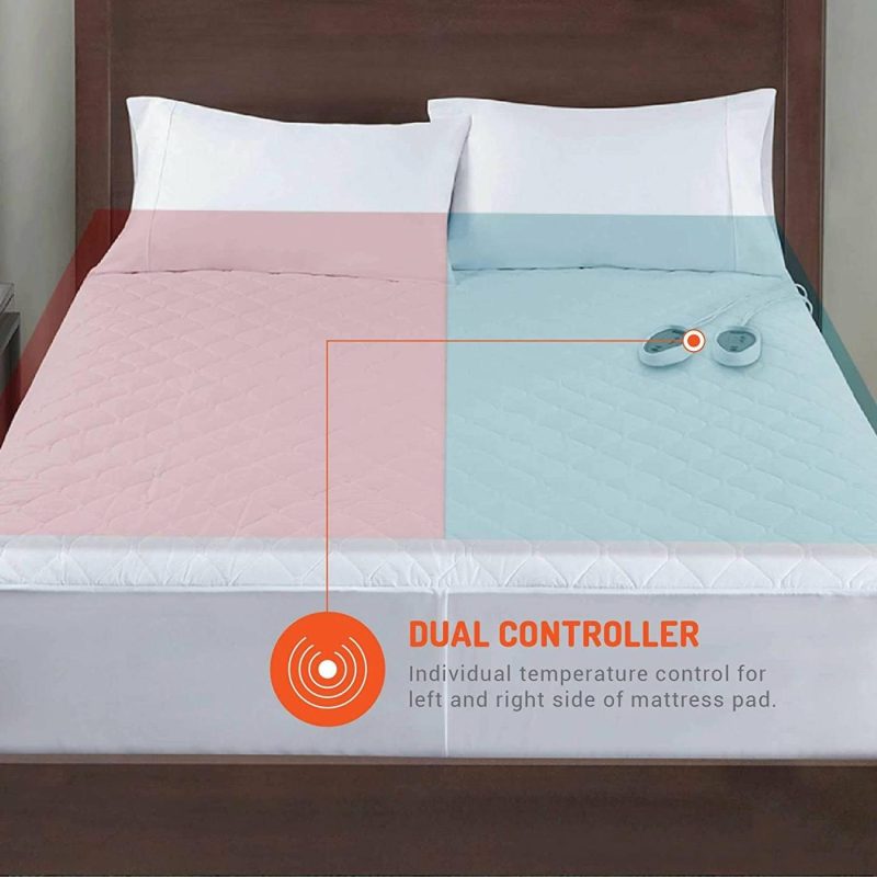 Bedding |  Degrees Of Comfort Dual Control Heated Mattress Pad Queen Size | Zone Heating Electric Bed Warmer W/ Auto Shut Off | Fit Up To 15 Inch | 12.5Ft Long Cord – 60X80 Inch, White Bedding Bedding