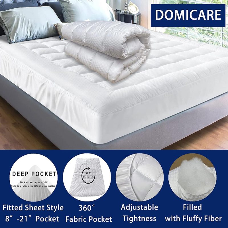 Bedding |  Domicare Cal King Mattress Pad Cover Quilted Fitted Mattress Protector With Deep Pocket (8-21Inch), Cooling Cotton Mattress Topper Pillow Top-White Bedding Bedding