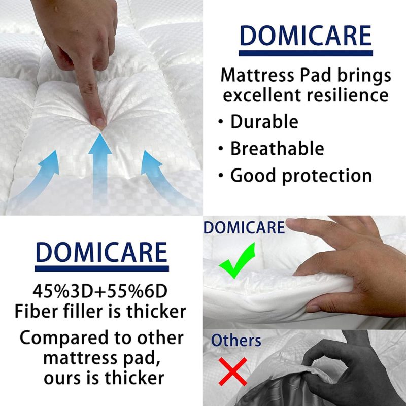 Bedding |  Domicare Full Size Mattress Pad Cover Quilted Fitted Mattress Protector With Deep Pocket (8-21Inch), Cooling Cotton Mattress Topper Pillow Top-White Bedding Bedding