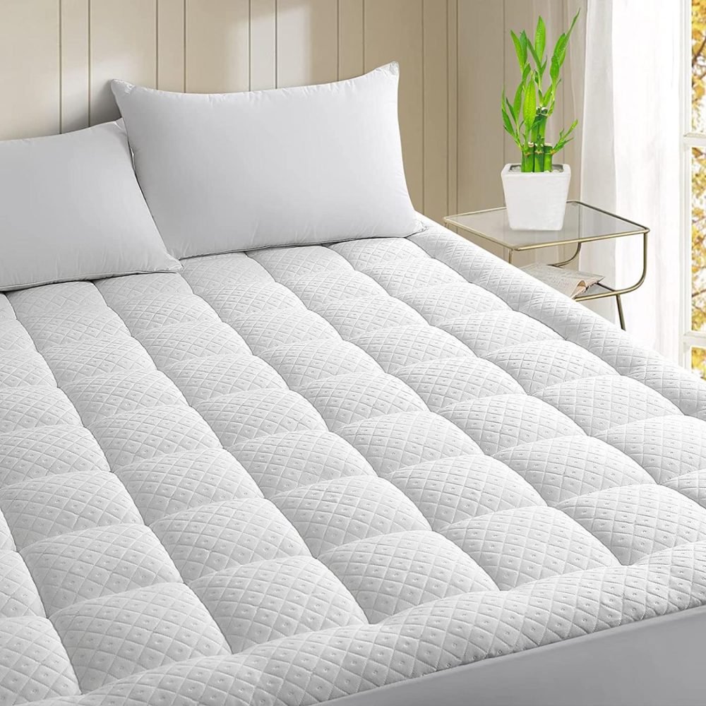 Bedding |  Easeland Bamboo Mattress Topper Pillow Top Mattress Cover Quilted Fitted Mattress Pad Padded Mattress Protector 8-21" Deep Pocket (Full Xl, White – Bamboo Fiber) Bedding Bedding