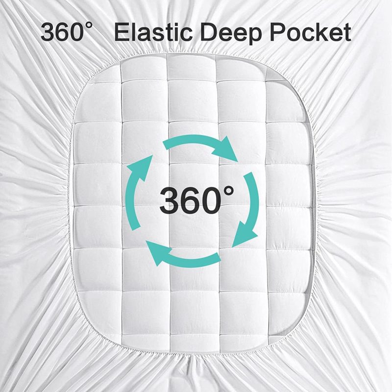 Bedding |  Easeland Bamboo Mattress Topper Pillow Top Mattress Cover Quilted Fitted Mattress Pad Padded Mattress Protector 8-21" Deep Pocket (Queen, White – Bamboo Fiber) Bedding Bedding