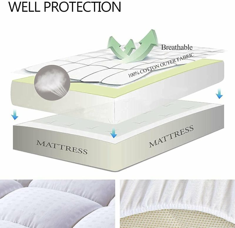 Bedding |  Easeland Queen Size Mattress Pad Pillow Top Mattress Cover Quilted Fitted Mattress Protector Cotton Top 8-21" Deep Pocket Cooling Mattress Topper (60X80 Inches, White) Bedding Bedding