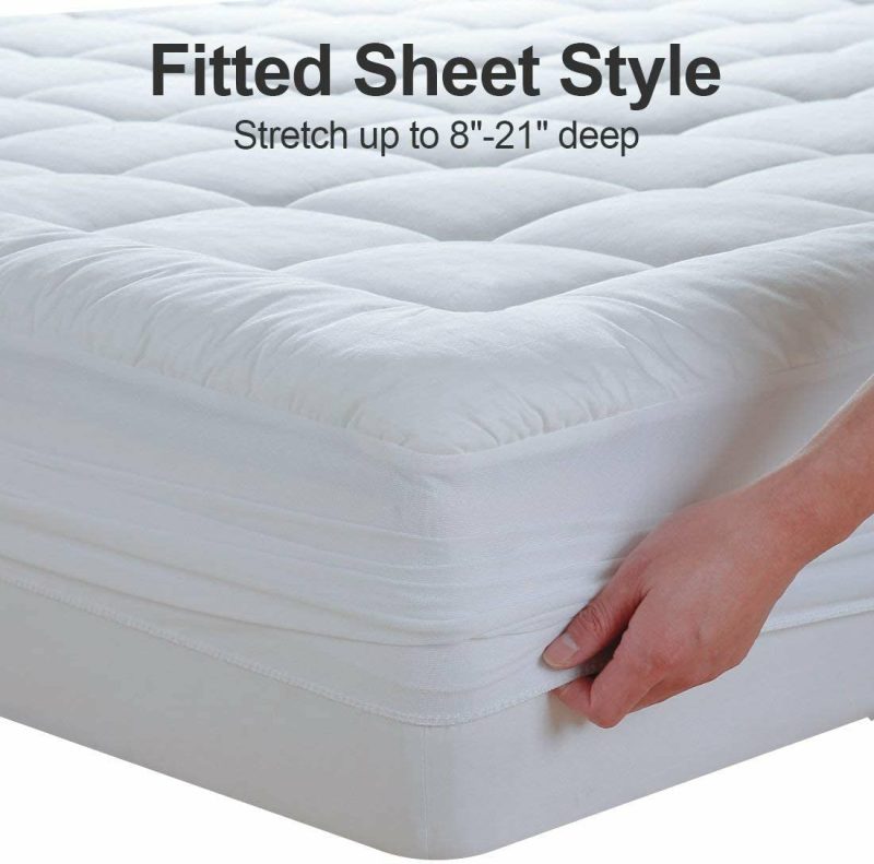 Bedding |  Easeland Queen Size Mattress Pad Pillow Top Mattress Cover Quilted Fitted Mattress Protector Cotton Top 8-21" Deep Pocket Cooling Mattress Topper (60X80 Inches, White) Bedding Bedding