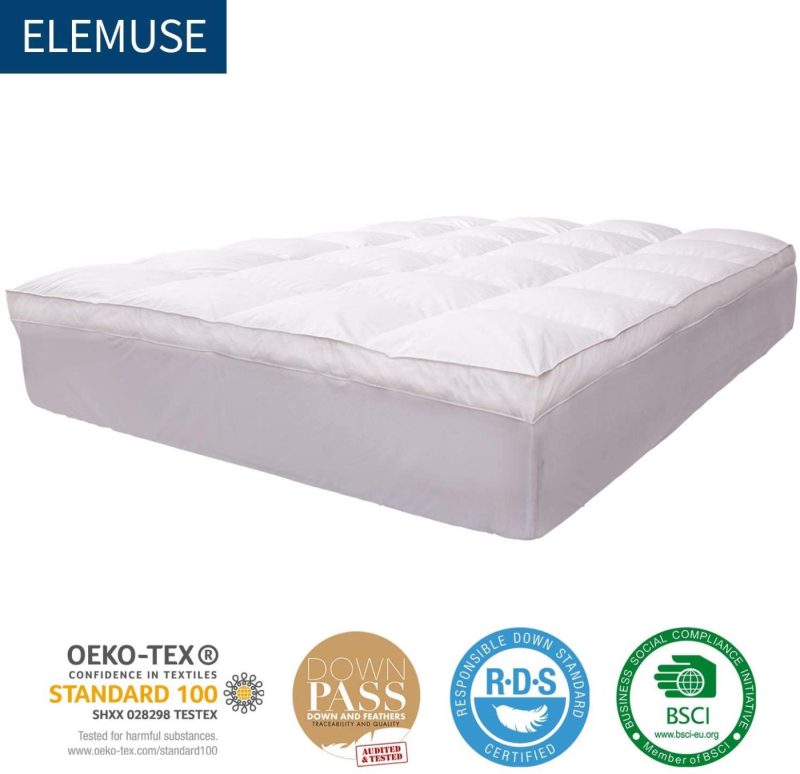 Bedding |  Elemuse Full Size Extra Thick Fusion Goose Down Feather Filled Mattress Topper, Plush Fluffy Doule Layer Pillowtop Mattress Pad Cover, Soft Featherbed With 8-21 Inch Deep Pocket Bedding Bedding