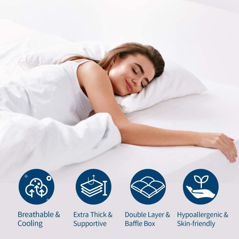 Bedding |  Elemuse Full Size Extra Thick Fusion Goose Down Feather Filled Mattress Topper, Plush Fluffy Doule Layer Pillowtop Mattress Pad Cover, Soft Featherbed With 8-21 Inch Deep Pocket Bedding Bedding