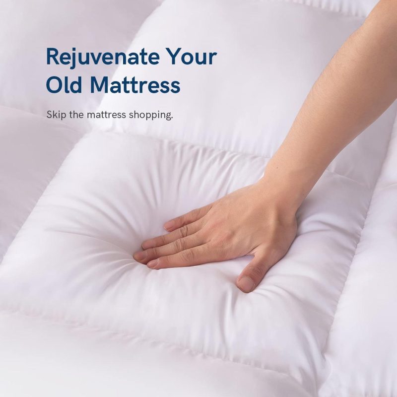 Bedding |  Elemuse King White Cooling Mattress Topper For Back Pain, Extra Thick Mattress Pad Cover, Plush Soft Pillowtop With Elastic Deep Pocket, Overfilled Down Alternative Filling Bedding Bedding