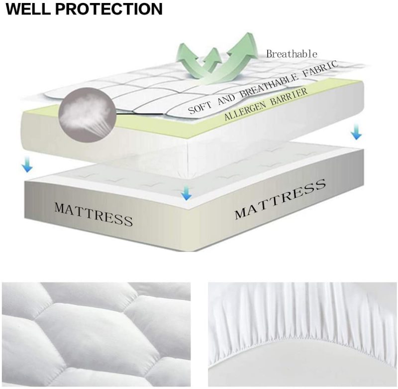 Bedding |  Emonia Cal King Mattress Pad – Pillow Top Fitted Quilted Mattress Cover (Deep Pocket 8"-21"), Soft Cooling Down Alternative Mattress Topper Bedding Bedding