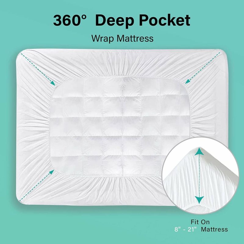 Bedding |  Enitya Bamboo Mattress Pad Queen Size Breathable, Soft Quilted Fitted Mattress Cover With 400 Gsm Down Alternative Fill (8-21" Deep Pocket) Bedding Bedding