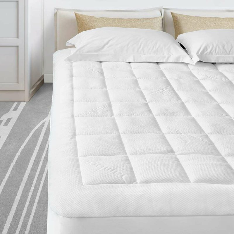 Bedding |  Enitya Bamboo Mattress Pad Queen Size Breathable, Soft Quilted Fitted Mattress Cover With 400 Gsm Down Alternative Fill (8-21" Deep Pocket) Bedding Bedding