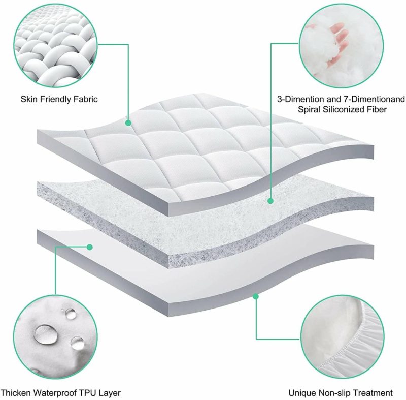 Bedding |  Extra Thick Waterproof Mattress Pad Twin Size Mattress Protector Bed Cover 8-21" Deep Pocket Cooling Quilted Fitted Pillow Top Mattress Topper Bedding Bedding