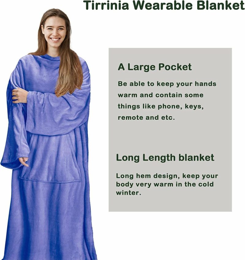 Bedding |  Fleece Blanket With Sleeves, Wearable Blanket With Snap Button, Cozy Soft Warm Tv Blanket, Body Blanket With Front Pocket, Gift For Adults,, Father, All Seasons Bedding Bedding