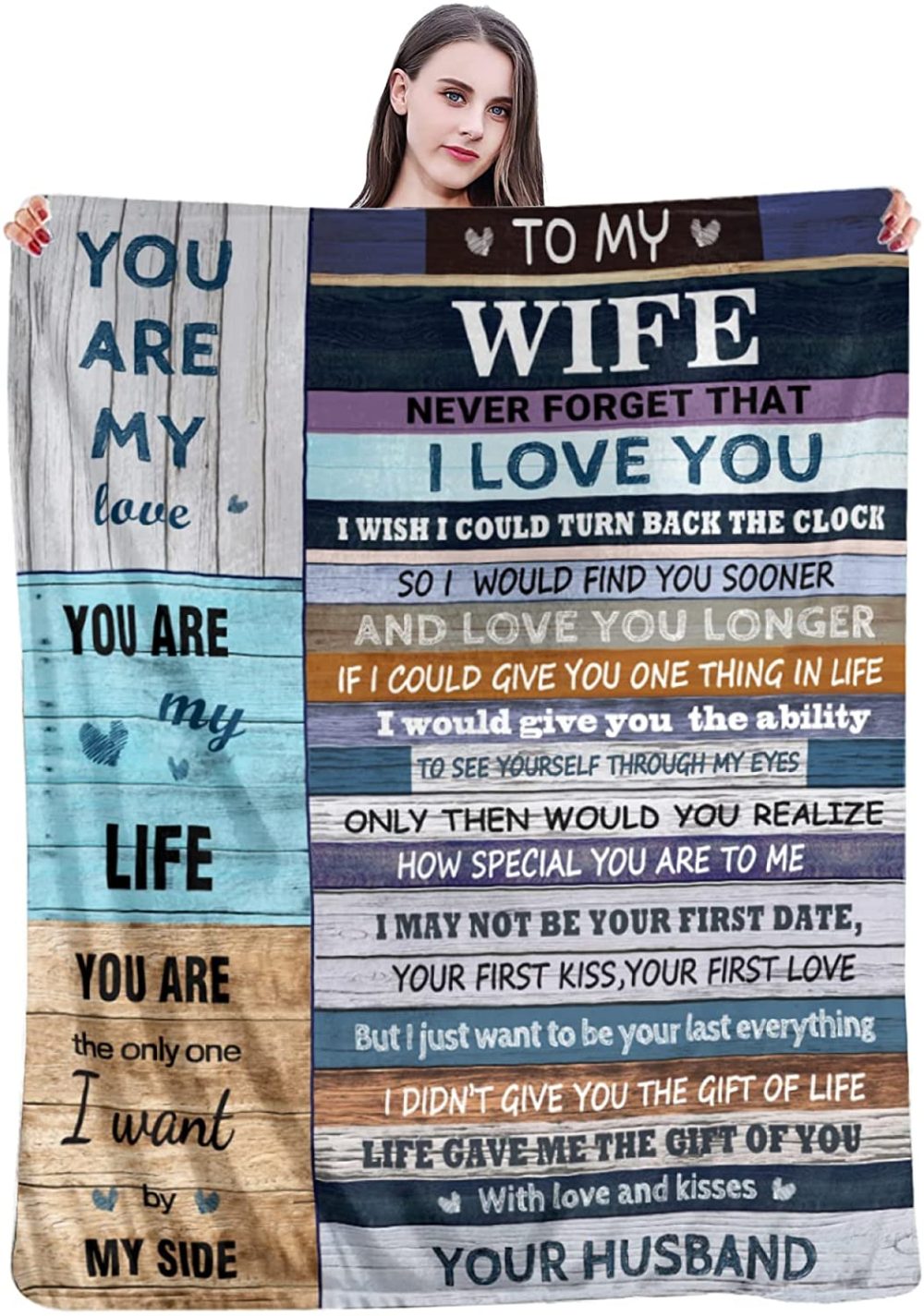 Bedding |  Gift For Wife From Husband, Personalized Blankets To Wife, You Are My Life Ultra-Soft Warm Flannel Throw Blanket, Birthday Wedding Anniversary Mothers Day Romantic Gifts For Her 50X40 Inch Bedding Bedding