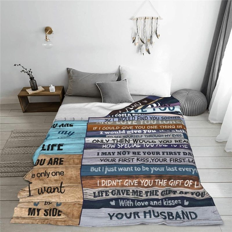 Bedding |  Gift For Wife From Husband, Personalized Blankets To Wife, You Are My Life Ultra-Soft Warm Flannel Throw Blanket, Birthday Wedding Anniversary Mothers Day Romantic Gifts For Her 50X40 Inch Bedding Bedding