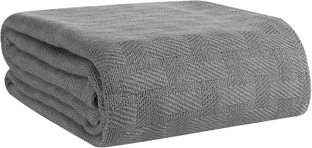 Bedding |  Glamburg 100% Cotton Bed Blanket, Breathable Bed Blanket Twin Size, Cotton Thermal Blankets Twin Size – Perfect For Layering Any Bed For All Season – Charcoal Grey Bedding Bedding