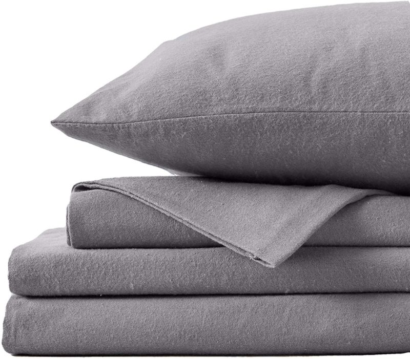 Bedding |  Great Bay Home Extra Soft 100% Turkish Cotton Flannel Sheet Set. Warm, Cozy, Heavyweight, Luxury Winter Deep Pocket Bed Sheets In Solid Colors. Nordic Collection (Queen, Pearl Blue) Bedding -Winter White