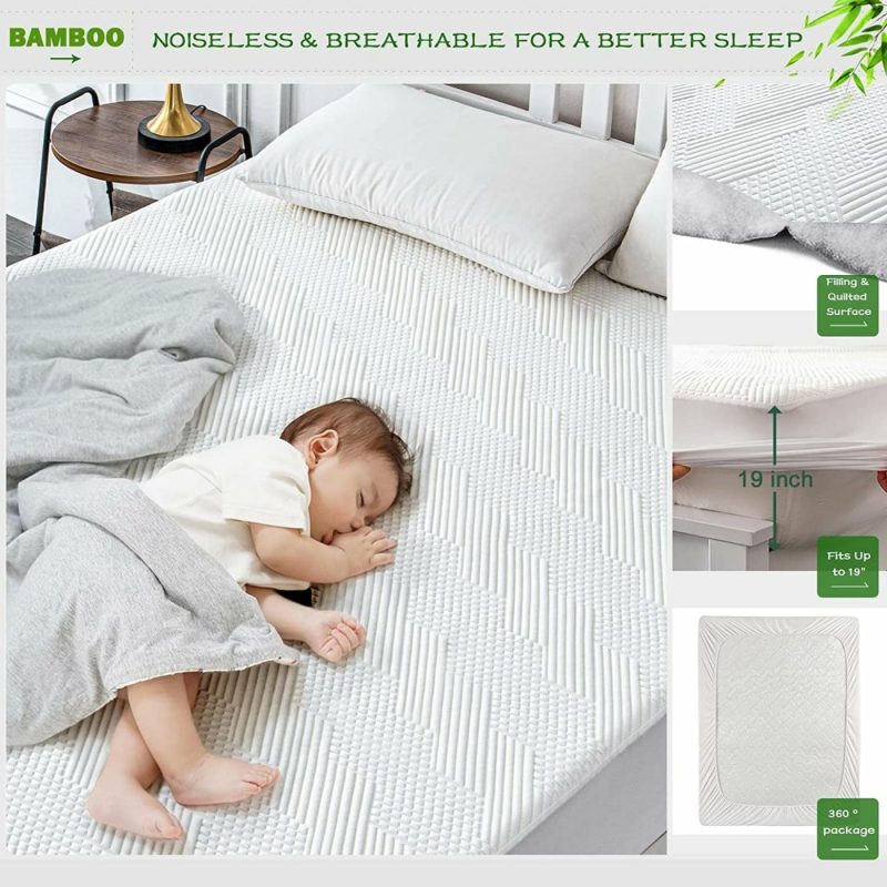 Bedding |  Grt Bamboo Cooling Waterproof Mattress Protector Twin Size – 3D Air Fiber Mattress Cover Breathable Ultra Soft, Mattress Pad Noiseless Fits Up To 19” Deep Mattress Washable Bedding Bamboo