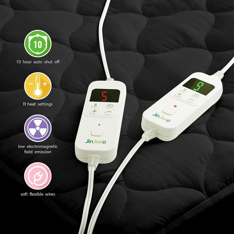 Bedding |  Heated Mattress Pad King Size Electric Mattress Pads Black Electric Bed Warmer Fit Up To 21" With 11 Heat Settings Single Controller 9 Hours Auto Shut Off Bedding Bedding