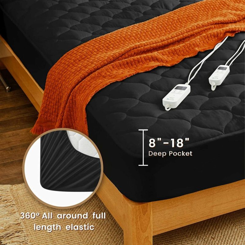 Bedding |  Heated Mattress Pad King Size Electric Mattress Pads Black Electric Bed Warmer Fit Up To 21" With 11 Heat Settings Single Controller 9 Hours Auto Shut Off Bedding Bedding