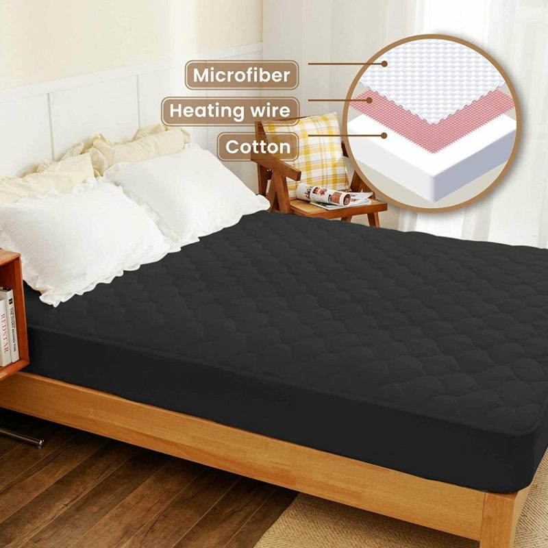 Bedding |  Heated Mattress Pad King Size Electric Mattress Pads Black Electric Bed Warmer Fit Up To 21" With 11 Heat Settings Single Controller 9 Hours Auto Shut Off Bedding Bedding