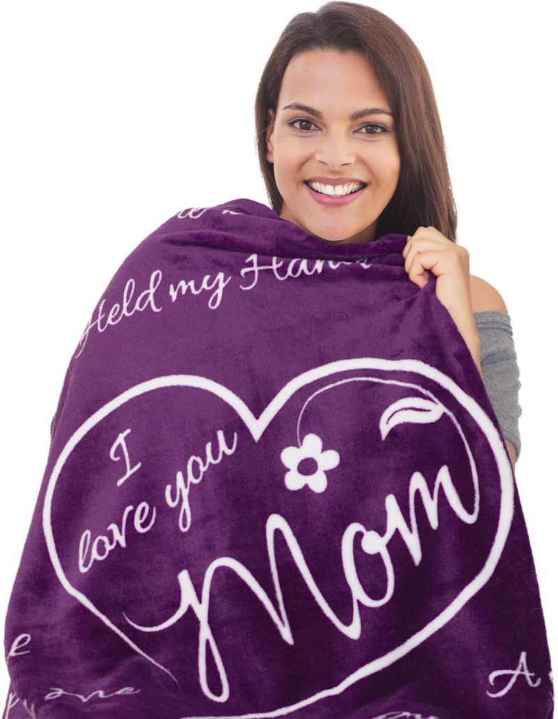 Bedding |  I Love You Mom Gift Blanket – Gifts For Mom – Birthday Gifts For – Unique Mom Gifts From Daughter Or Son For Her Birthday, Mothers Day, Or Christmas – Super Soft Throw 50" X 65" (Purple) Bedding Bedding