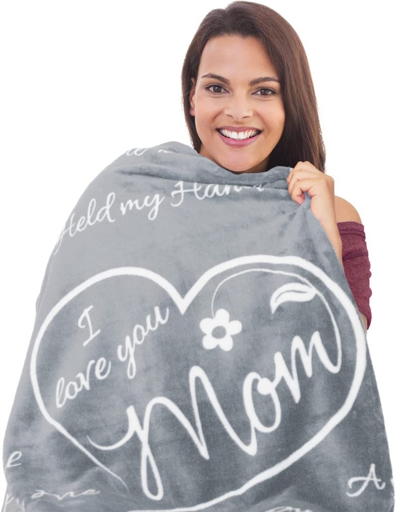 Bedding |  I Love You Mom Gift Blanket – Gifts For Mom – Birthday Gifts For – Unique Mom Gifts From Daughter Or Son For Her Birthday, Mothers Day, Or Christmas – Super Soft Throw 50" X 65" (Purple) Bedding Bedding