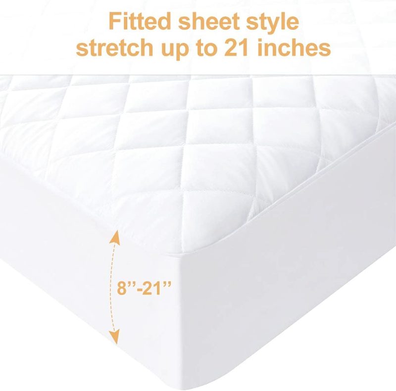 Bedding |  Jadeite Star Cal King Quilted Waterproof Mattress Pad, Cotton Filling Breathable Soft Mattress Protector, Fitted 8" – 21" Deep Pocket Bed Cover Bedding Bedding