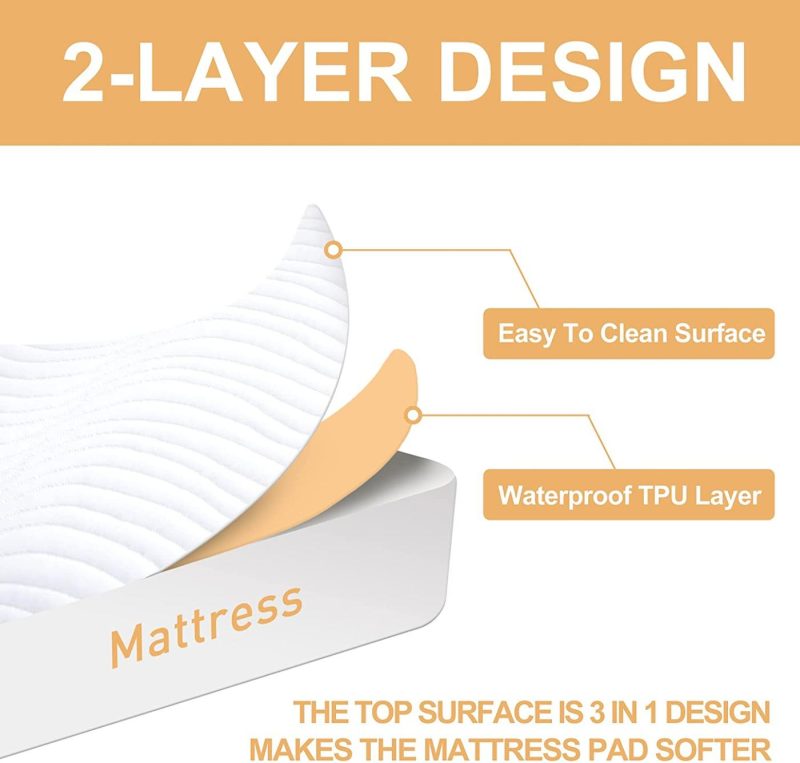 Bedding |  Jadeite Star Queen Size Easy To Clean Mattress Pad Waterproof Mattress Protector, Deep Pocket Fitted 8-21 Inches Breathable Noiseless Soft Mattress Cover Bedding Bedding