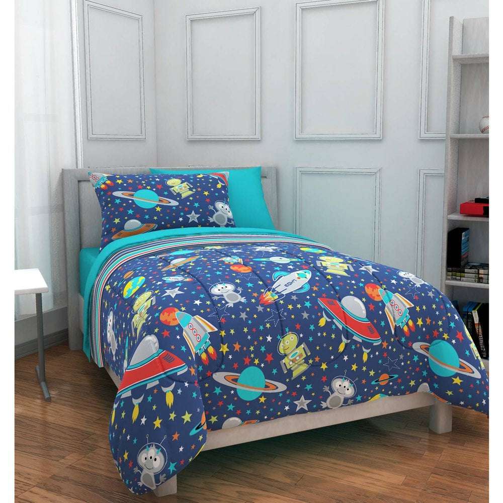 Bedding |  Kids Blue Outer Space Comforter 2 Piece Set, Twin Bedding Bedding