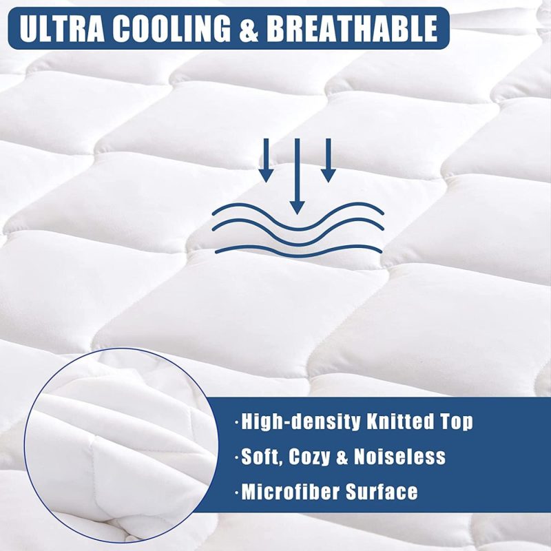 Bedding |  King Size Quilted Fitted Mattress Pad, Waterproof Breathable Cooling Mattress Pad, Stretches Up To 21 Inches Deep Pocket Hollow Alternative Filling Noiseless Mattress Cover Bedding Bedding