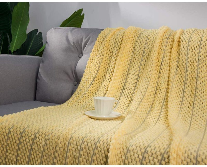 Bedding |  Lalifit Throw Blanket With Tassel Solid Soft Sofa Couch Cover Decoration Knitted Blankets Gifts For Home Decorate 50" X 60"(Chevron Yellow) Bedding Bedding