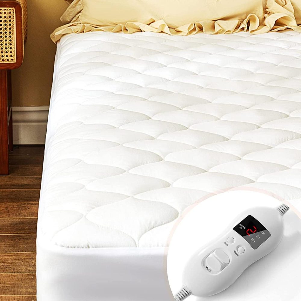 Bedding |  Landerly Twin Electric Mattress Pad Heated Mattress Bed Topper Stretches Up 8"-21" Deep Pocket, White Bedding Bedding