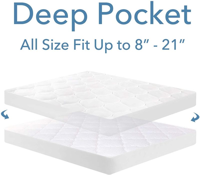 Bedding |  Lanoite Twin Waterproof Mattress Protector Pad Cover With Deep Pocket Fitted 8" – 21" Breathable Alternative Filling (White, Twin) Bedding Bedding