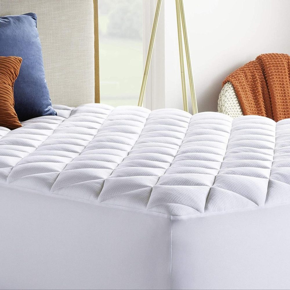 Bedding |  Linenspa Ultra Plush Pillow Top Rayon From Bamboo Cover With Down Alternative Fill-California King Overfilled Mattress Pad, White" Bedding Bedding