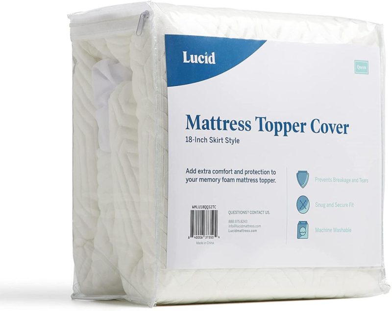 Bedding |  Lucid Memory Foam Soft And Breathable-Machine Washable Mattress Topper Cover, California King, White Bedding Bedding