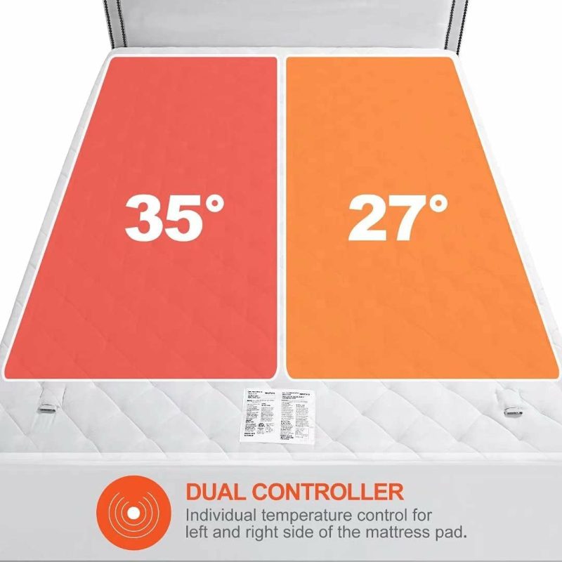 Bedding |  Maevis Heated Mattress Pad Dual Control King Size All Season,10 Heat Setting,Quilted Electric Mattress Pads Fit Up To 15" With 1-12 Hours Auto Shut Off (White, King(78"X80")) Bedding Bedding