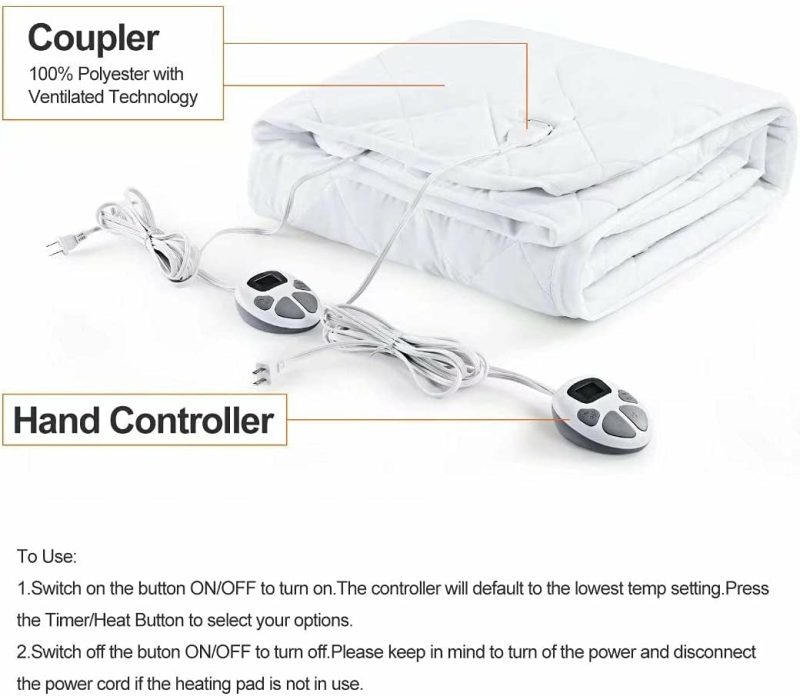 Bedding |  Maevis Heated Mattress Pad Dual Control King Size All Season,10 Heat Setting,Quilted Electric Mattress Pads Fit Up To 15" With 1-12 Hours Auto Shut Off (White, King(78"X80")) Bedding Bedding