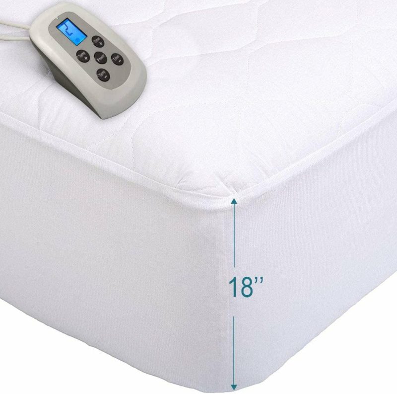 Bedding |  Marquess Quilted Heated Mattress Pad Dual Digital Controller With Deep Pocket,10 Heating Levels Fast Heating (White, King) Bedding Bedding