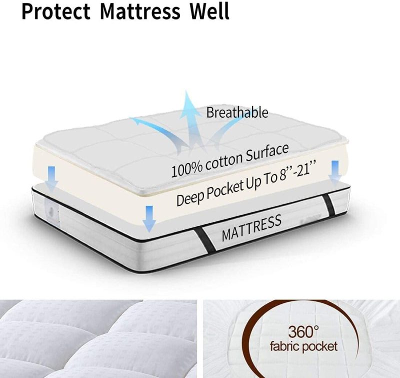 Bedding |  Merous Full Size Mattress Pad Pillow Top Quilted Mattress Cover Mattress Protector Cotton 8-21" Deep Pocket Cooling Mattress Topper Bedding Bedding