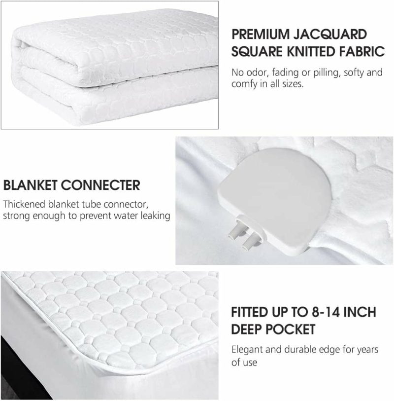 Bedding |  Merry Home Water Heated Mattress Pad, Quilted Hypoallergenic Heated Mattress Underblanket – Soft, Comfort And Safe & Radiation-Free, Great For Sleep Enhancement (Touch, Full (54" X 75")) Bedding Bedding