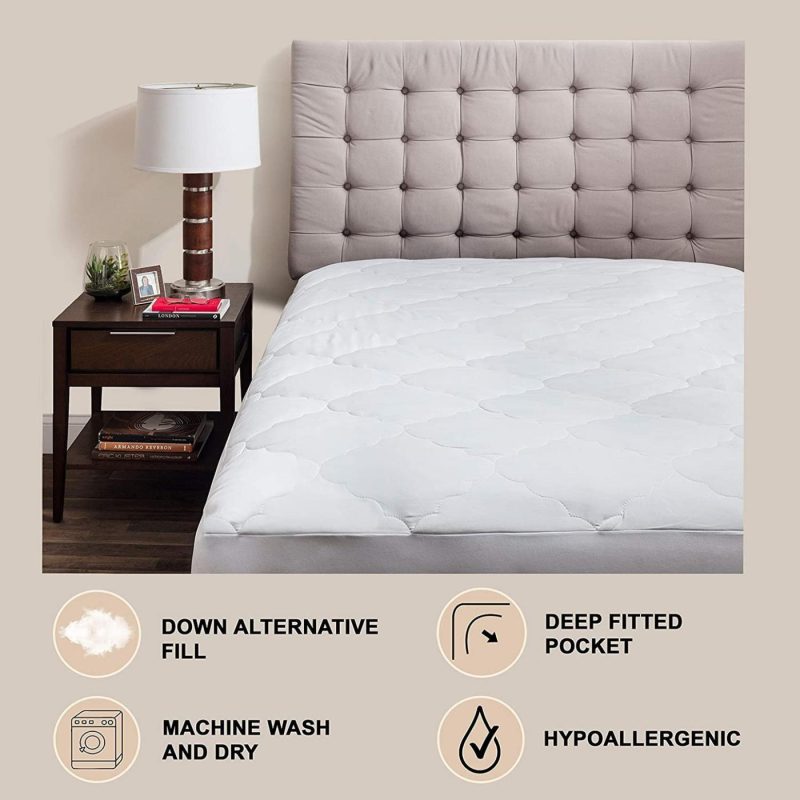 Bedding |  Micropuff Full Extra Long Mattress Pad Cover | Soft Down Alternative Fiber Fill | Fitted Quilted & Only Quality Fabrics Used (Full Xl Size -54"X80") Stretches Up To 15" Bedding Bedding