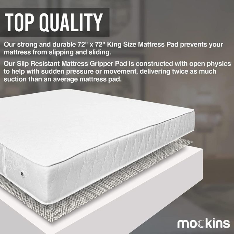 Bedding |  Mockins King Size 72" X 72" Slip Resistant Mattress Pad | Prevents Mattress & Topper From Slipping & Sliding | Strong & Durable Gripper Pad | Multi-Purpose & Customizable… Bedding 1