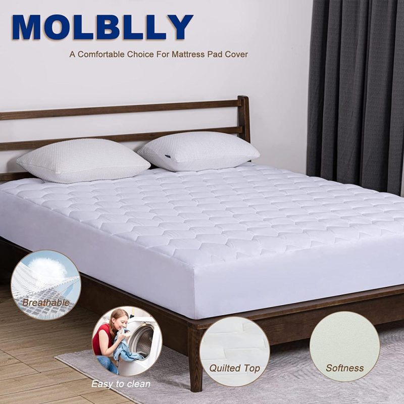 Bedding |  Molblly Full Quilted Fitted Mattress Pad Cooling Fluffy Bed Topper With 18 Inch Deep Pocket Breathable & Noiseless Mattress Protector Soft Cotton Mattress Cover, White (54"X 75") Bedding Bedding