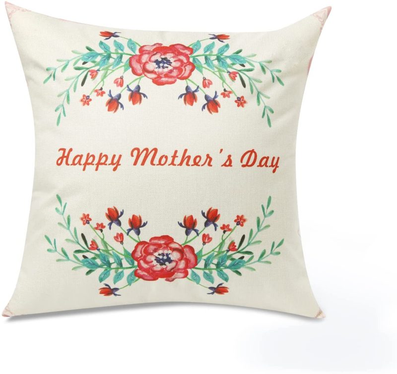 Bedding |  Mothers Day Throw Pillow Cover, 1818", Flowers Leaves Throw Pillow Case Cusion Cover, Pillowcase Gift For Mom Grandma And Friend Home Decoration Bedding Bedding