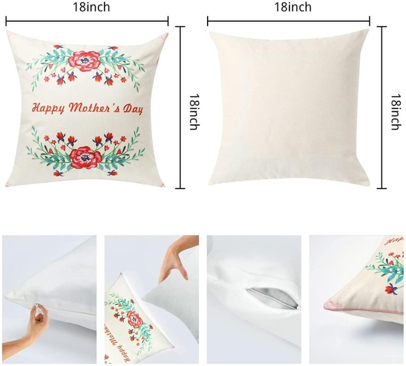 Bedding |  Mothers Day Throw Pillow Cover, 1818", Flowers Leaves Throw Pillow Case Cusion Cover, Pillowcase Gift For Mom Grandma And Friend Home Decoration Bedding Bedding