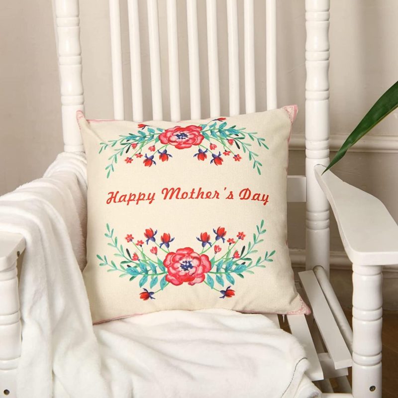 Bedding |  Mothers Day Throw Pillow Cover, 1818", Flowers Leaves Throw Pillow Case Cusion Cover, Pillowcase Gift For Mom Grandma And Friend Home Decoration Bedding Bedding