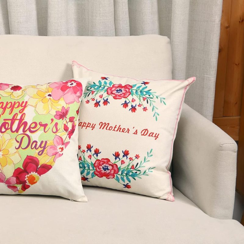 Bedding |  Mothers Day Throw Pillow Cover, 1818", Flowers Leaves Throw Pillow Case Cusion Cover, Pillowcase Gift For Mom Grandma And Friend Home Decoration Bedding Bedding