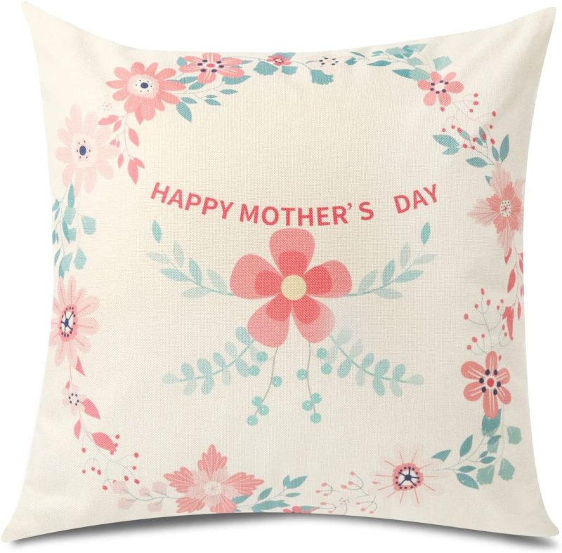 Bedding |  Mothers Day Throw Pillow Cover, 1818", Flowers Leaves Throw Pillow Case Cusion Cover, Pillowcase Gift For Mom Grandma And Friend Home Decoration Bedding Bedding