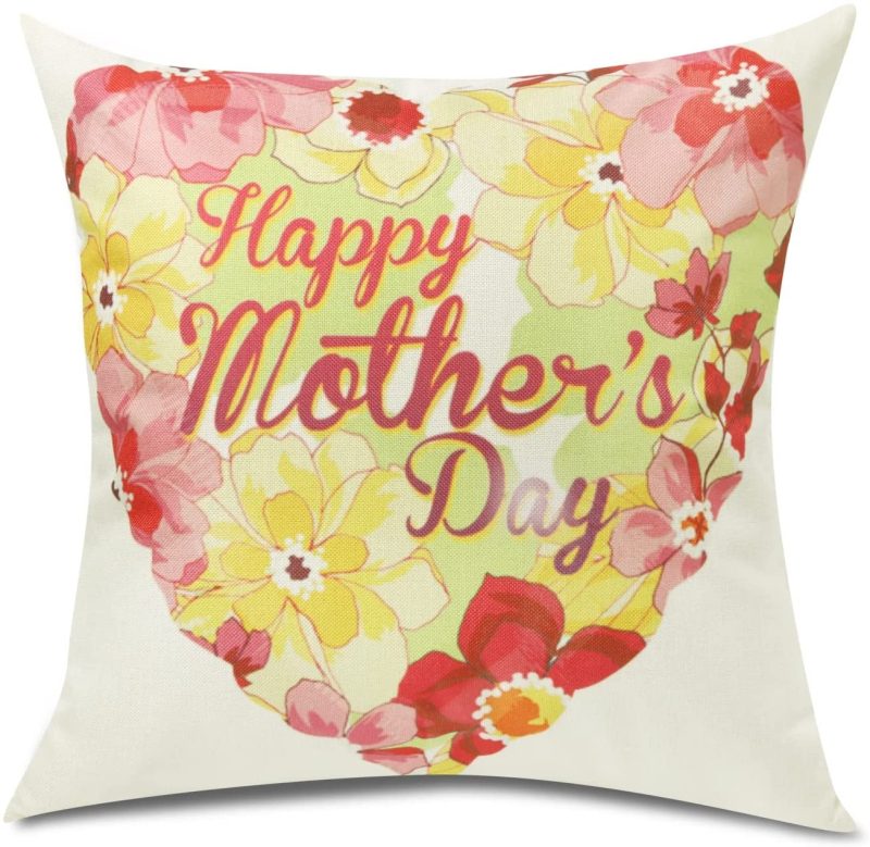 Bedding |  Mothers Day Throw Pillow Cover, 1818", Flowers Leaves Throw Pillow Case Cusion Cover, Pillowcase Gift For Mom Grandma And Friend Home Decoration Bedding Bedding