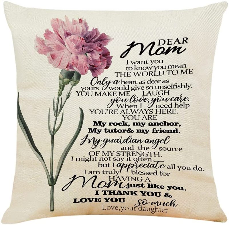 Bedding |  Onederful Mom Gift Throw Pillow Cover With The Saying For Mom From Daughter,Birthday Ideas For Mom Sofa Living Room – Carnation Bedding Bedding